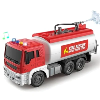 Immagine di LioMaxi Scala 1:16 Camion Pompieri Giocattolo per Bambini, Autopompa Antincendio a Inerzia, Luci &amp; Suoni,con pompa spruzzatrice d&#039;acqua, Rosso (serbatoio dell&#039;acqua)