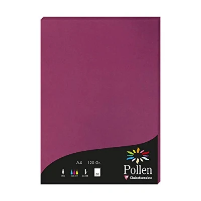 Immagine di Clairefontaine 4206C Astuccio da 50 fogli Formato A4 (21x29,7cm) 120g/m² Colore Fragola Inviti Eventi e Corrispondenza Gamma Pollen Carta Premium Liscia