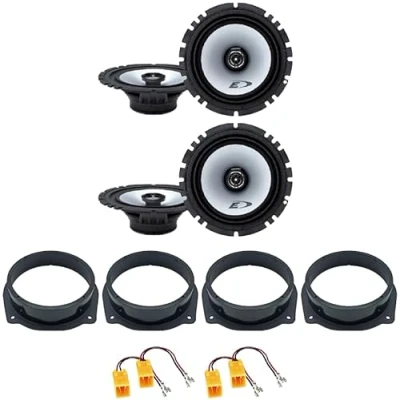 Immagine di Kit 4 Casse ALPINE SXE 1725S + per Fiat Bravo dal 2007 in poi con 2 Supporti Anteriori, Posteriori e Connettori