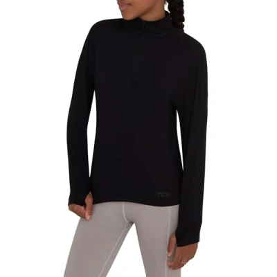 Immagine di TCA Fusion Quickdry Maglia da Corsa A Manica Lunga Bambina con Colletto e Mezza Zip Nero, 6 8 Anni
