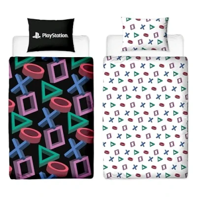 Immagine di Character World PlayStation Set copripiumino singolo ufficiale, design astratto, reversibile, 2 lati, prodotto con federa coordinata, trapunta per letto