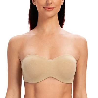 Immagine di MELENECA Donna Reggiseno Senza Spalline Taglie Forti Minimizer con Ferretto Non Imbottito Trasparente Mandorla Erica 2C
