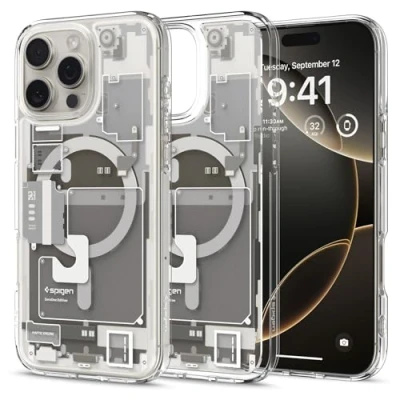 Immagine di Spigen Cover per iPhone 16 Pro Max, Ultra Hybrid MagFit, Compatibile con MagSafe Zero One Titanio Naturale