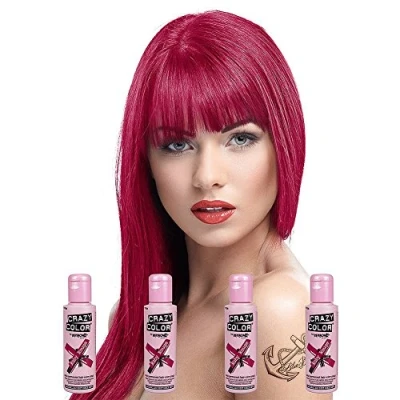 Immagine di 4 Tinture Per Capelli Semi Permanente 100ml Crazy Color (Ruby Rouge Rosso)