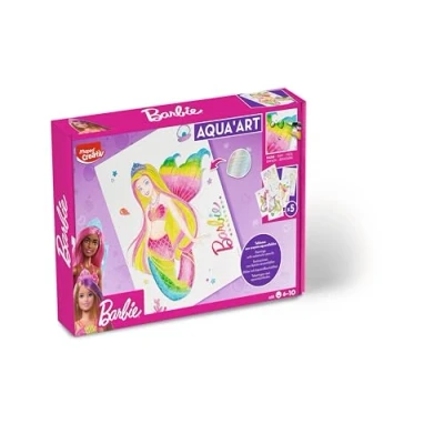 Immagine di Maped matite acquerellabili Barbie Aqua Art Set di Disegni da colorare A4 con effetto metallizzato Include 18 colorate e un pennello