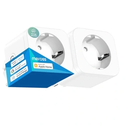Immagine di Meross Presa Smart, WiFi con Monitoraggio Energia, Compatibile Apple HomeKit, Alexa e Google Home, Smart Controllo Vocale Remoto App, 3840W, 16A, 2,4GHz, 2 Pezzi