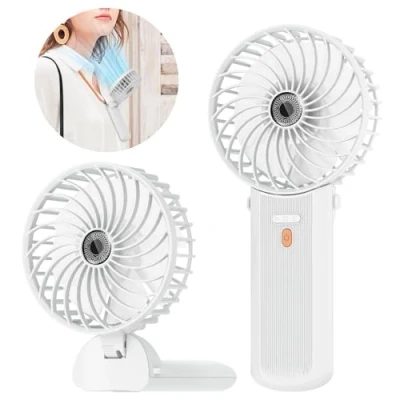 Immagine di Lepwings Ventilatore Portatile, USB Ricaricabile con 16 Ore di Raffreddamento, Silenzioso Pieghevole 4 Velocit da Collo, Mini Ufficio Campeggio, Bianco
