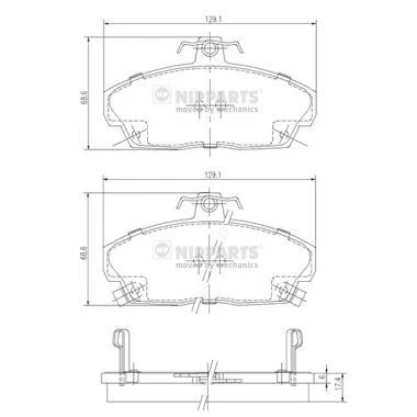 Immagine di NIPPARTS J3604031 Kit pastiglie freno Assale anteriore con bulloni pinza HONDA: CIVIC 7 Hatchback, 6 Fastback