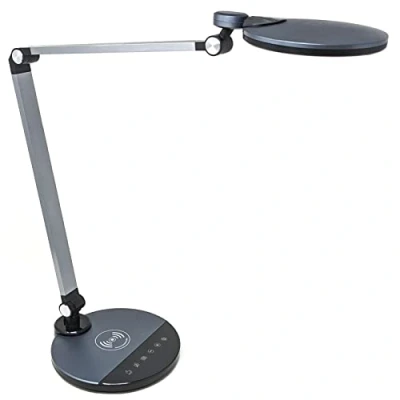 Immagine di FeinTech LTL00620 Lampada da scrivania a LED, funzione di ricarica senza fili, induttiva, colore: Argento