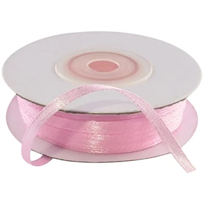 Immagine di AERZETIX C55358 Rotolo di nastro raso satinato 3mm x 50m colore rosa chiaro striscia imballaggio regalo decorazione matrimonio compleanno festa in poliestere