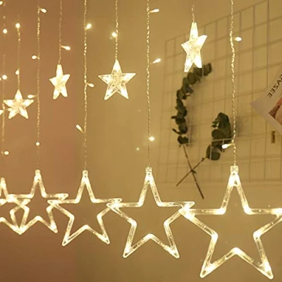 Immagine di Curtain LED Luci, Tenda Luci Ghirlande,LED String Lights, Alimentato a Batteria (Non Includere), Interni ed Esterni, Impermeabile, Decorazione per Natale, Feste, Bianco Caldo(Bianco Caldo)