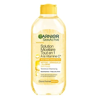 Immagine di Garnier Acqua Micellare Tutto in 1 Arricchito con Vitamina C Booster di luminosità Per pelli opache mancanza lucentezza Senza risciacquo Formula ipoallergenica 400 ml