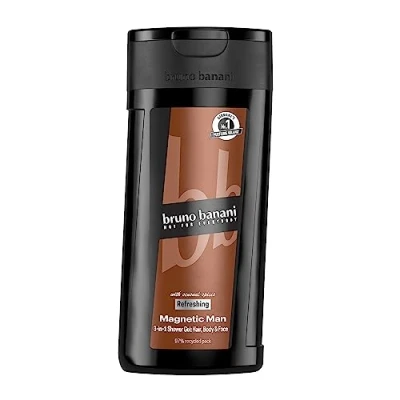 Immagine di bruno banani Magnetic Man Shower Gel doccia 3 in 1 con nota ambra legnosa, 250 ml