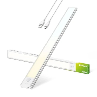 Immagine di Brendz LED Sottopensile Cucina, Luce Ricaricabile, 40cm, USB C, 2200mAh, 3 Temperature di Colore, Dimmerabili, Magnetica, Luci Cucina Senza Fili, Puyo Argento