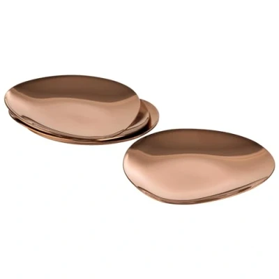 Immagine di APS PEBBLES 40794 Set di 4 piatti in acciaio INOX rivestito PVD, 9 x cm, altezza 1 effetto rame