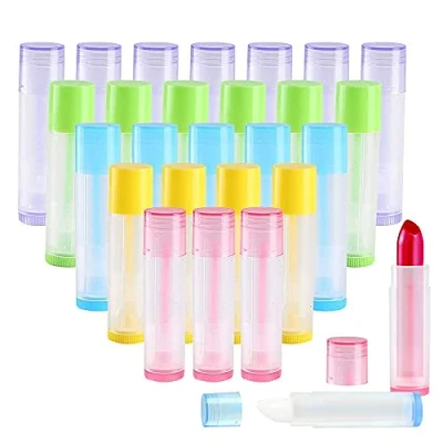 Immagine di Stick Labbra Vuoti KINDPMA 5.5ML 50 Pezzi 5 Colori Multicolore Burrocacao Contenitore Tubi Lip Gloss Riutilizzabile per Rossetto Labbro Balsamo DIY con Torsione Fondo e Tappo Superiore