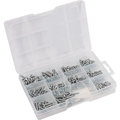 Immagine di Connex DP8500119 Set di viti autofilettanti assortite, 265 pezzi, varie dimensioni, testa a croce PH, zincate completamente filettate, scatola assortita