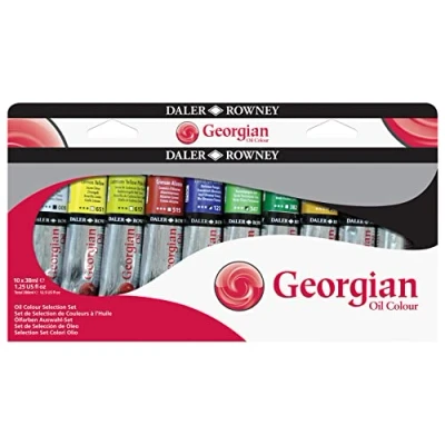 Immagine di Daler Rowney colori a olio extrafini linea Georgian set di 10 tubi da 38ml assortiti