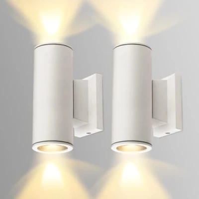 Immagine di Aigostar Lampada da Parete Esterno Impermeabile IP65,GU10 Alluminio Up Down Esterni,Applique Moderna,Luce per Muro Portico Corridoio Terrazza,Bianco,Confezione 2