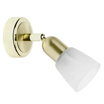 Immagine di Lampada BRILLIANT Sofia spot a parete in ottone/alabastro bianco 1x D45, E14, 40W, adatto per proiettori caduta (non inclusi) Scala da ++ E Testa orientabile