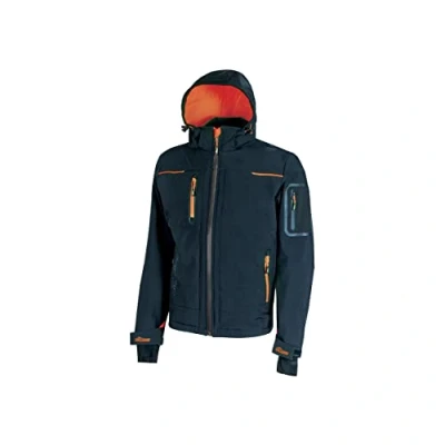 Immagine di U Power SPACE, Giacca Softshell, con Cappuccio Staccabile, Tasche Ampie, Full Zip, Antivento, Impermeabile, Tessuto Resistente, Confortevole (DEEP BLUEE 4XL)