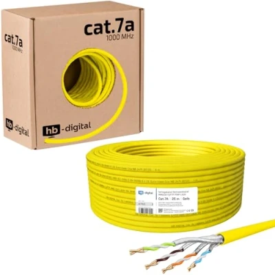 Immagine di HB DIGITAL, cavo di rete, cat.7A, LAN, installazione AWG 23/1, in rame, professionale S/FTP, PIMF, LSZH, senza alogeni, approvato RoHS, Ethernet, dati, 10 Gbit, 1000 MHz
