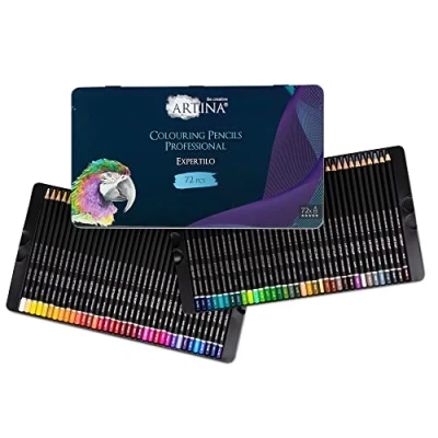 Immagine di Artina Expertilo XL Set di 72 matite colorate Professionali in legno FSC per colorare infrangibili, altamente pigmentate kit da disegno artisti