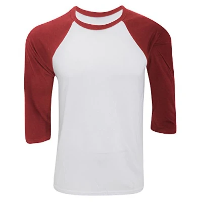 Immagine di Canvas maglietta da uomo con maniche a 3/4 White/Red Large