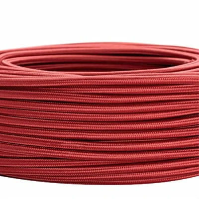Immagine di cavo tessile per lampade, 3 fili, 3x 0,75 mm², elettrico con conduttore di terra, accessori lampada (5m, Bordeaux)