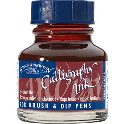 Immagine di Winsor &amp; Newton Calligraphy 1111317 Bottiglia di inchiostro per calligrafia, 30 ml, colore: Rosso indiano