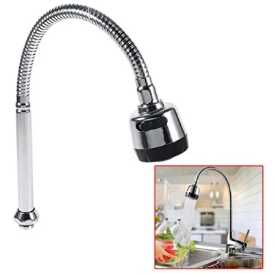 Immagine di Kuuleyn Miscelatore da Cucina, 1x 304 beccuccio Girevole in Acciaio Inox Rubinetto per lavello Cucina Raccordi Tubi Connessione a Maniglia Singola