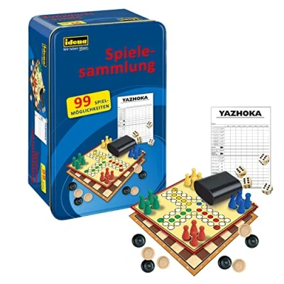 Immagine di Idena 40216 Collezione di giochi con 99 possibilità gioco, in Tinbox, diversi da tavolo e dadi, istruzioni per il 2 8 giocatori dai 6 anni su