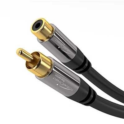 Immagine di KabelDirekt 10 m Cavo di prolunga Cinch, Audio/Digitale/Video (Cavo coassiale, connettori Maschio/Femmina RCA, per subwoofer/Amplificatore/HiFi, Audio analogico/Digitale Video Composito, 75 Ohm)