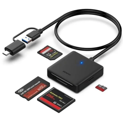 Immagine di Lettore di schede memoria, BENFEI 4 in 1 USB C a SD Micro MS CF e adattatore