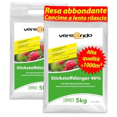 Immagine di versando 10 kg di concime a base UREA 46% azoto per circa 400 m² tutte le colture da giardino febbraio ottobre