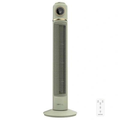 Immagine di Cecotec Ventilatore a torre EnergySilence 1090 Skyline Retro Smart Green da 81 cm, 40 W, display LED, touch e telecomando, 3 velocità, modalità, timer 12 ore oscillazione 72º