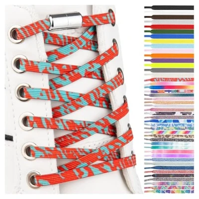 Immagine di SULPO Lacci scarpe elastici con chiusura rapida in metallo senza legatura piatti silicone nodo per adulti e bambini Stringhe elastiche