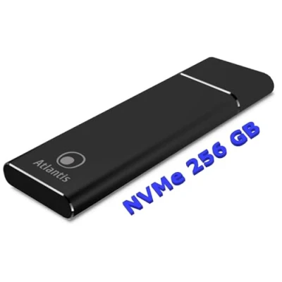 Immagine di Atlantis SSD Esterno Portable M.2 NVME da 256 GB. Type_C USB 3.1, PCI Express Alluminio Satinato NERO