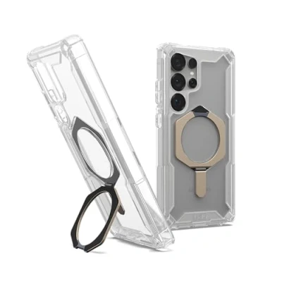 Immagine di Urban Armor Gear Plasma XTE Samsung Galaxy S25 Ultra Kickstand Case (Designed for certificato, Ricarica wireless compatibile, Custodia del cellulare apribile) ice (trasparente)/titanio