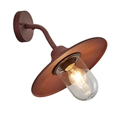 Immagine di Trio Leuchten Brenta 201760124 Lampada da parete per esterni, in alluminio pressofuso color ruggine, vetro trasparente, 1 x E27