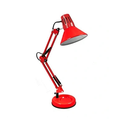Immagine di Vetrineinrete® Lampada da scrivania con braccio snodabile luce tavolo in metallo orientabile morsetto incluso attacco per lampadine E27 casa ufficio cameretta (Rosso) P12