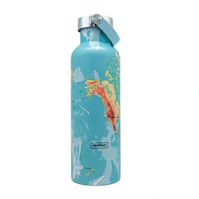 Immagine di NERTHUS FIH 767 Thermos con Tappo a Doppia Parete, per Freddi e Caldi, Design mappamondo, in Acciaio Inox, 750 ML, Senza BPA, 18/8, Multicolore, 18