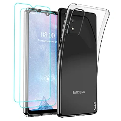 Immagine di J&amp;D Compatibile per Samsung Galaxy A32 5G/M32 5G Custodia, Clear Anti Giallo Ultra Magro Caso con (2 Pacchi) Proteggi Schermo, Custodia Silicone TPU Paraurti 5G, Non 4G