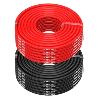 Immagine di MMOBIEL 10 AWG Cavo Elettrico Silicone gauge (5,26 mm²) in Rame Stagnato 2 Fili Separati Rosso e Nero Ciascuno 20m / 65.6ft per RC, Droni, Stampanti 3D, Batterie, Cavi Oratori, Strisce LED