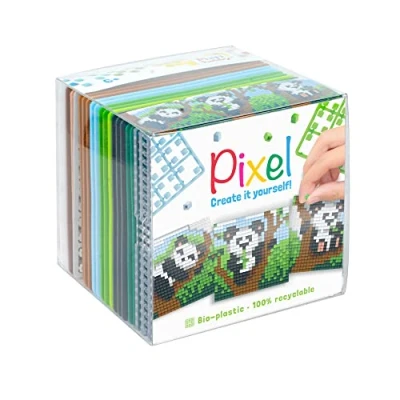 Immagine di PixelHobby P29020 Set per Hobby Panda, Sistema Plug in Come passatempo Creativo Bambini dai 6 Anni su, Scatola a cubo con Modelli di Motivi e Quadrati Pixel, Multicolore, Medio,