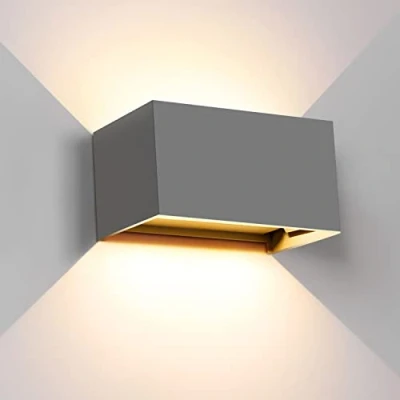 Immagine di Kingwei 20W Applique da Parete 3000K Bianco Caldo Moderno Interno Angolo del Fascio Regolabile Aplique Led IP65 Impermeabile Esterno （grigio）