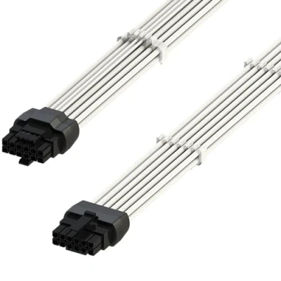 Immagine di LINKUP Cavo di Alimentazione ad Alta Corrente PCIE 5.0 16Pin (12+4) AVA 600W Molded &amp; Soldered Type 16AWG Sleeved Compatibile con RTX4000 RTX3000 FE 70cm Bianco