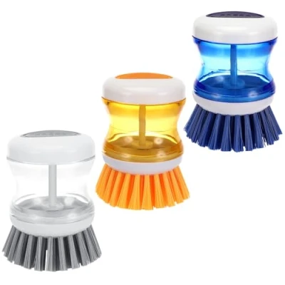 Immagine di Spazzola Piatti con Dispenser, 3 Pezzi per Dosatore di Detersivo Piatti, Dispenser Sapone Lavaggio Piatti,Pentole,Lavandini
