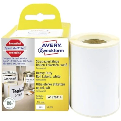 Immagine di Avery Zweckform A1976414 Rotolo di etichette 59 x 102 mm Pellicola Bianco 50 pz. A tenuta permanente Etichetta universale