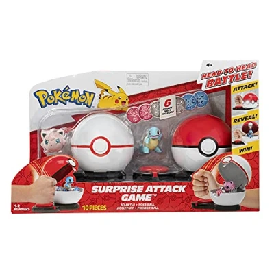 Immagine di Pokemon Gioco di attacco a sorpresa, con squirtle e jigglypuff, 2 palline 6 fette giocattolo per bambini appassionati